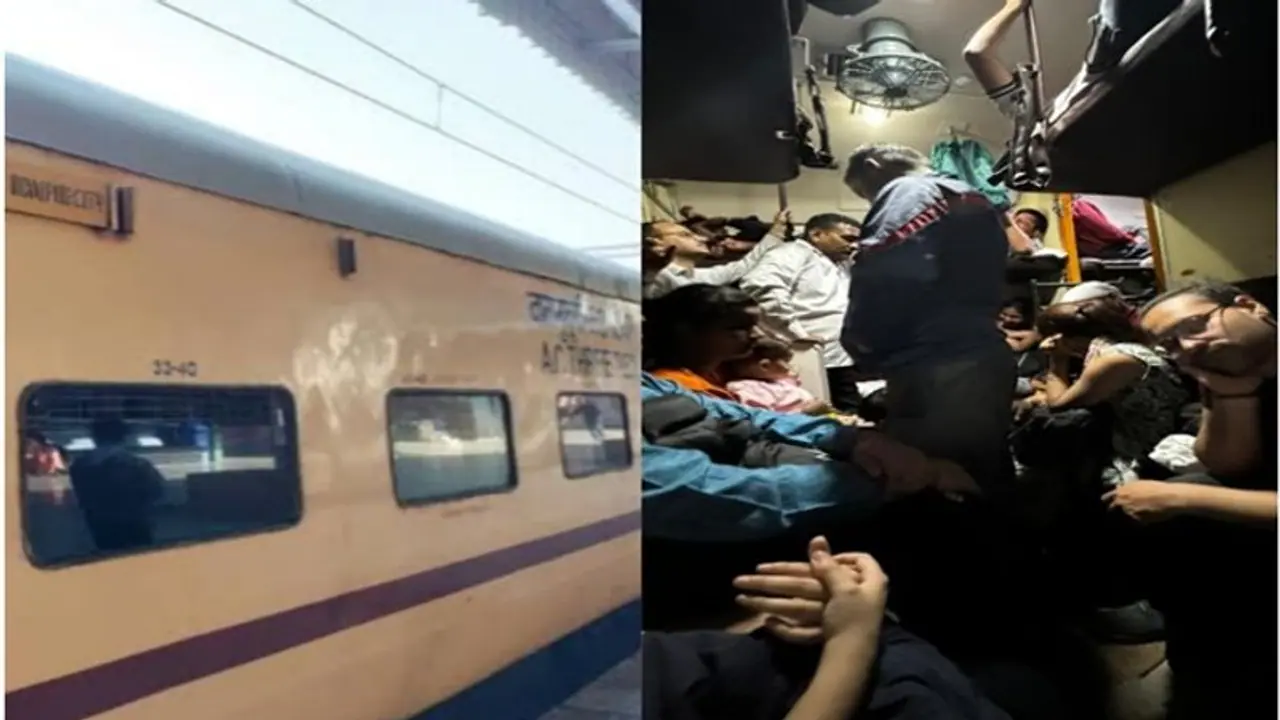 Pictures of overcrowded third tier AC coach of train went viral, people criticize Railways