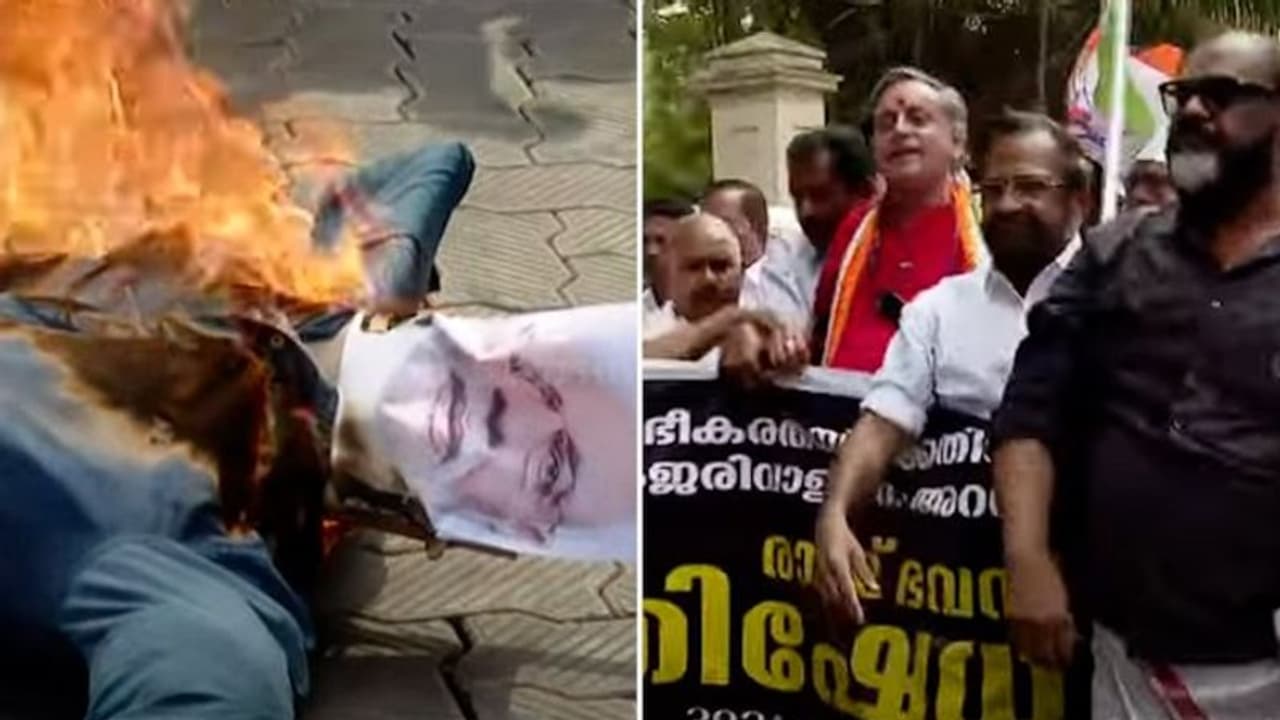 Arvind Kejriwal's arrest: UDF, LDF stage protest in Kerala; burns effigy of PM Modi Arvind Kejriwal's arrest: UDF, LDF stage protest in Kerala; burns effigy of PM Modi