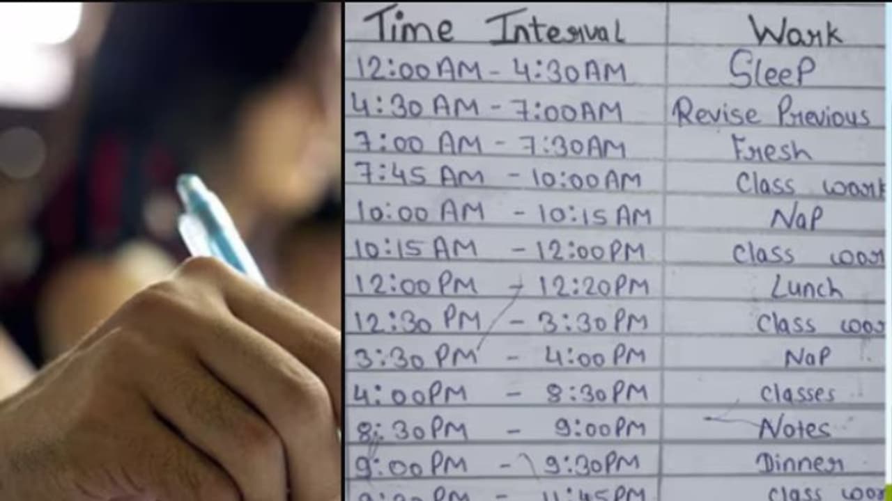 4.5 മണിക്കൂർ ഉറക്കം, കുളി പല്ലുതേപ്പ് 30 മിനുട്ട്, വിദ്യാർത്ഥിയുടെ പഠന ടൈംടേബിൾ കണ്ട് കണ്ണുതള്ളി നെറ്റിസൺസ്