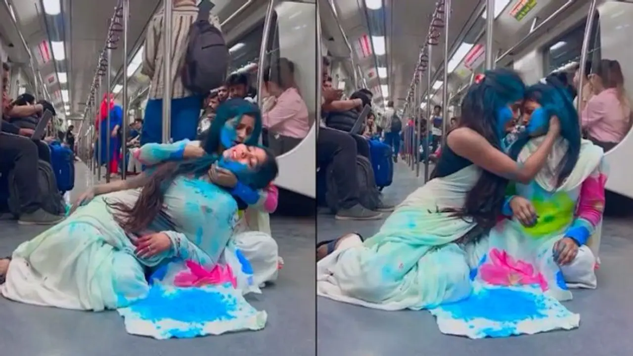 Holi celebrations in Delhi Metro goes viral, sparks debate on social media (WATCH) Holi celebrations in Delhi Metro goes viral, sparks debate on social media (WATCH)