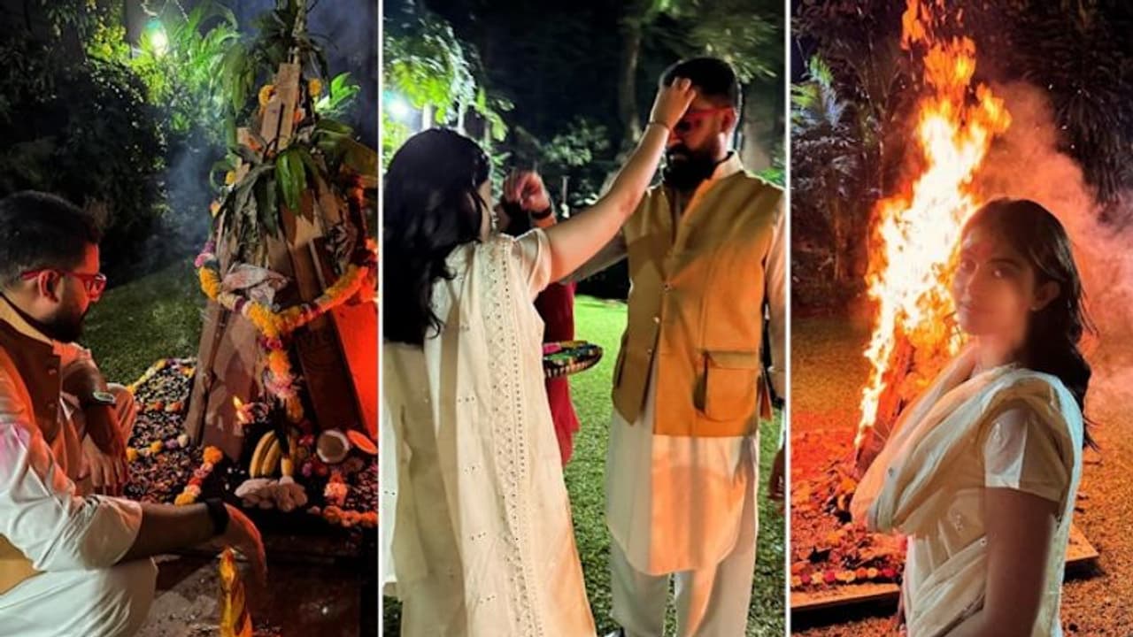 Holika Puja at Bachchans: Aishwarya Rai dons thick sindoor along with big bindi for the celebration see photos