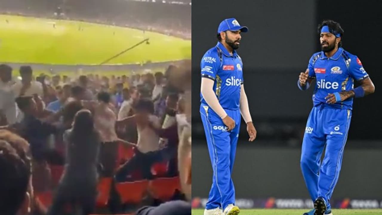 രോഹിത് ഹാര്ദ്ദിക് വിവാദങ്ങള്ക്കിടെ ഗ്യാലറിയില് ആരാധകര് തമ്മില് പൊരിഞ്ഞ അടി രോഹിത് ഹാര്ദ്ദിക് വിവാദങ്ങള്ക്കിടെ ഗ്യാലറിയില് ആരാധകര് തമ്മില് പൊരിഞ്ഞ അടി