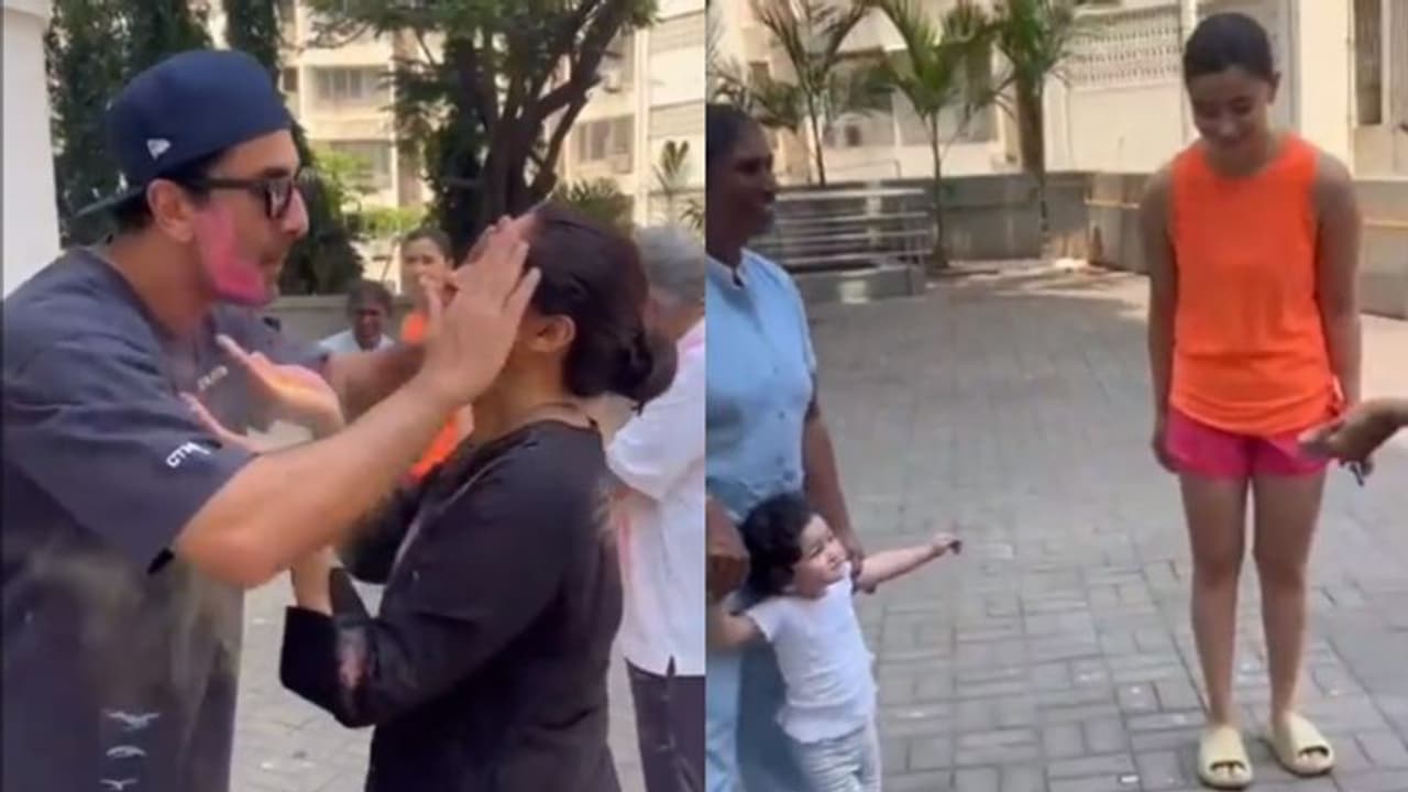 WATCH: Ranbir Kapoor, Alia Bhatt and daughter Raha play Holi with neighbours WATCH: Ranbir Kapoor, Alia Bhatt and daughter Raha play Holi with neighbours