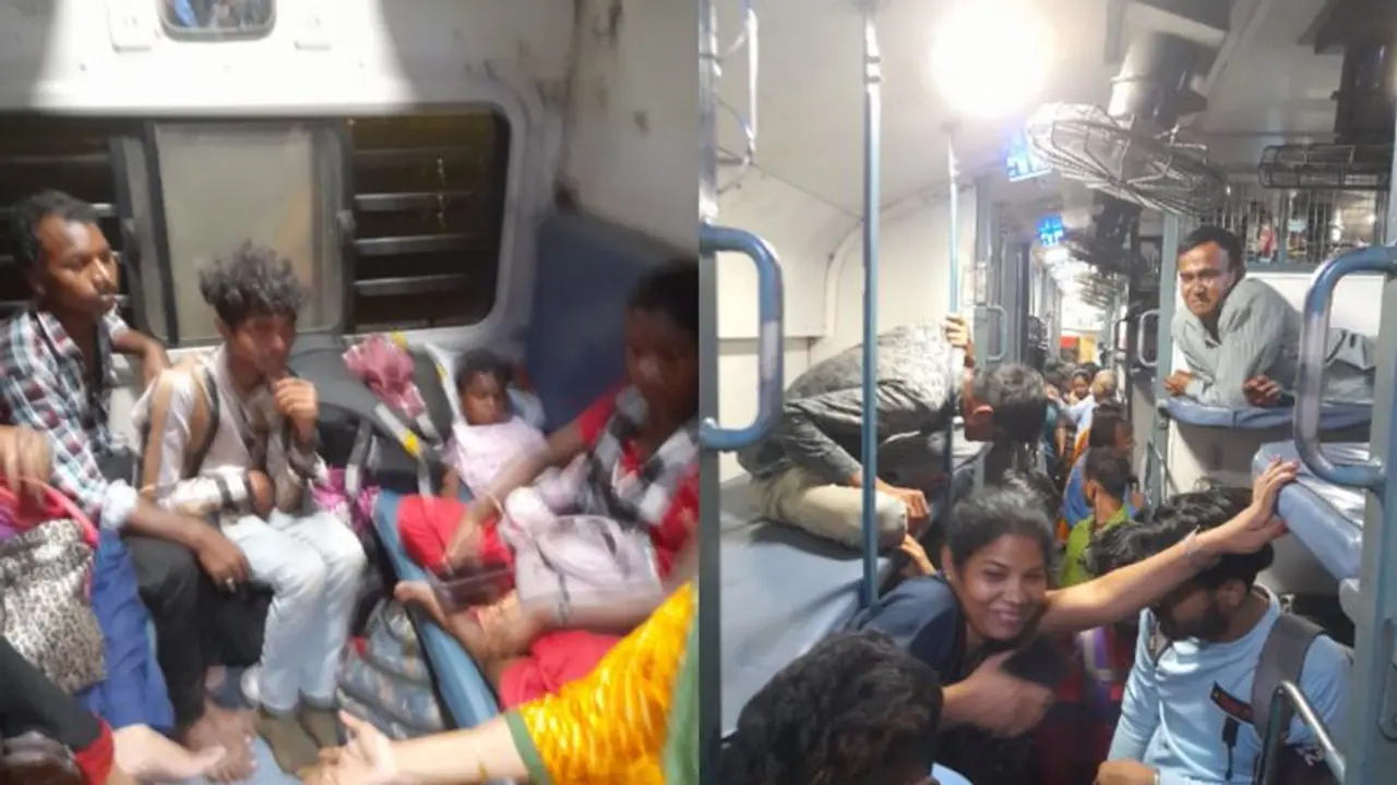 Photos of 'ticketless' crowd occupying passengers seats goes viral; Railway seva responds 