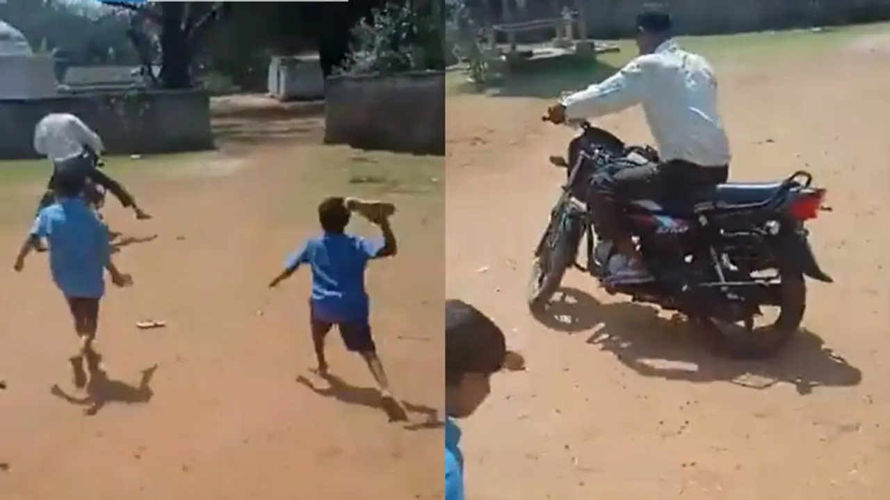 Drunk Teacher in Chhattisgarh Flees on Motorcycle as Students Chase Him with Chappals; WATCH Video
