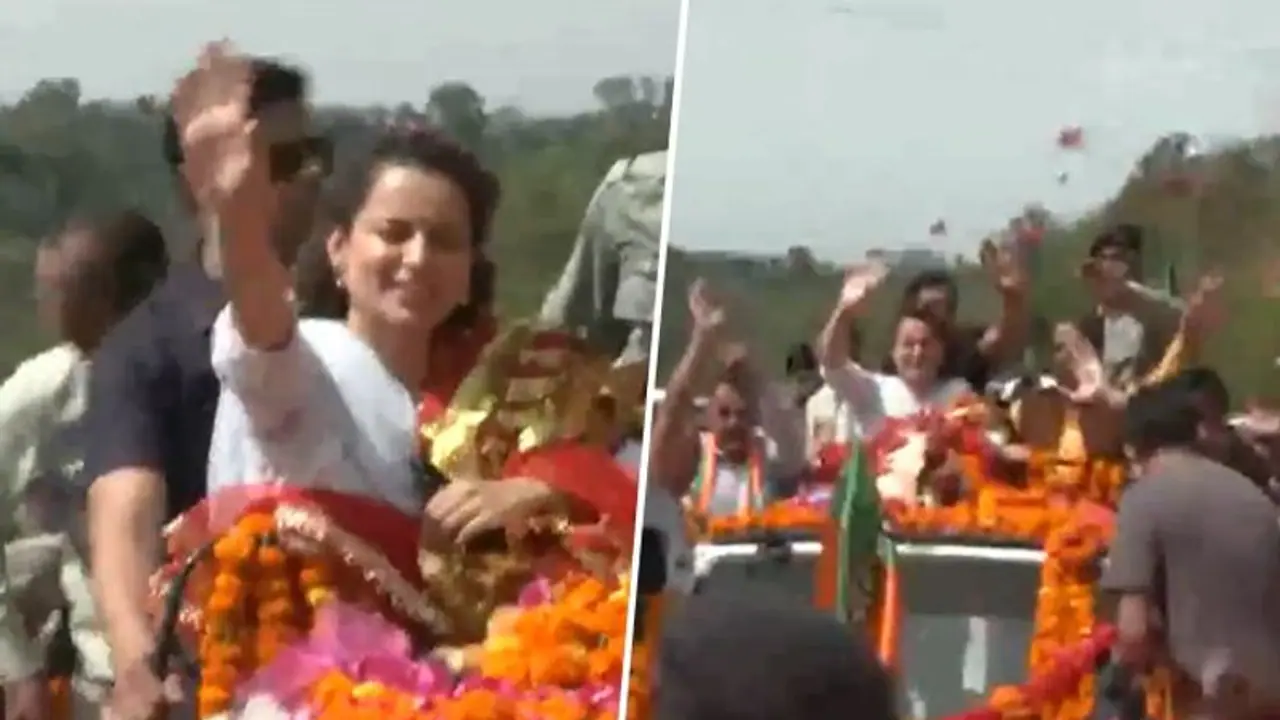 BJP's Kangana Ranaut holds roadshow in Mandi amid 'Jai Shri Ram' chants; says development main agenda (WATCH) BJP's Kangana Ranaut holds roadshow in Mandi amid 'Jai Shri Ram' chants; says development main agenda (WATCH)