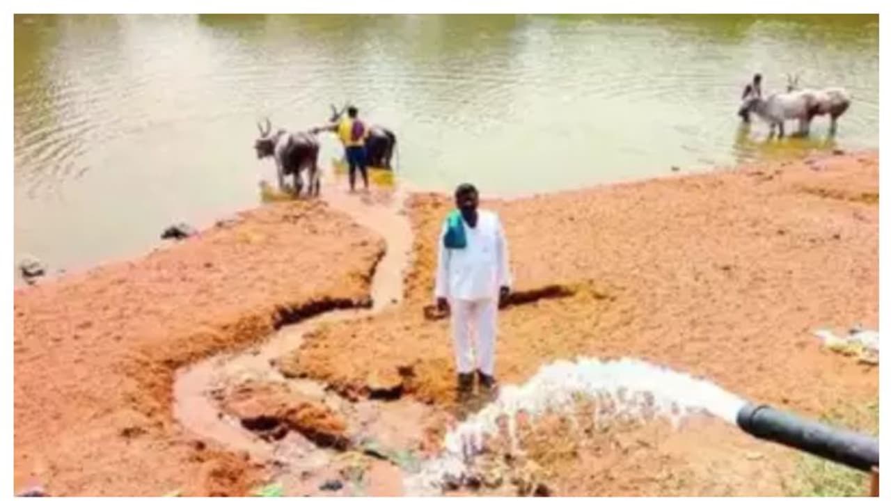 വറ്റിവരണ്ടു, പക്ഷികൾക്കും കാലികൾക്കും വെള്ളമില്ല; സ്വന്തം കിണറ്റിൽനിന്ന് നദിയിലേക്ക് വെള്ളം പമ്പ് ചെയ്ത് കർഷകൻ വറ്റിവരണ്ടു, പക്ഷികൾക്കും കാലികൾക്കും വെള്ളമില്ല; സ്വന്തം കിണറ്റിൽനിന്ന് നദിയിലേക്ക് വെള്ളം പമ്പ് ചെയ്ത് കർഷകൻ