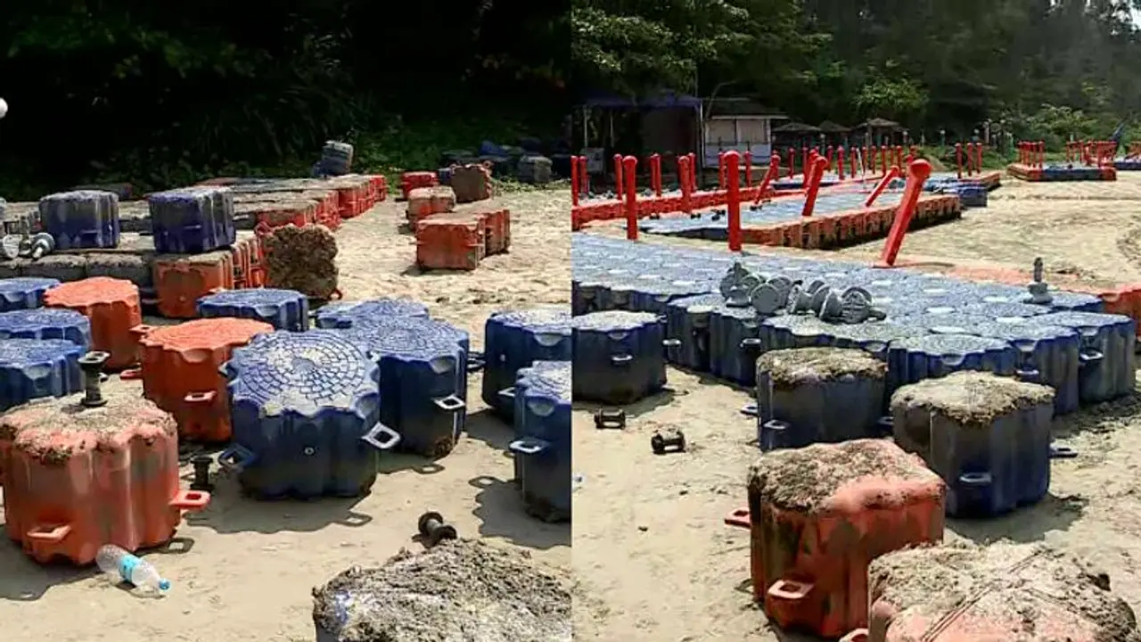 Kerala: Floating bridge at Muzhappilangad beach collapses due to rough sea in Kannur Kerala: Floating bridge at Muzhappilangad beach collapses due to rough sea in Kannur