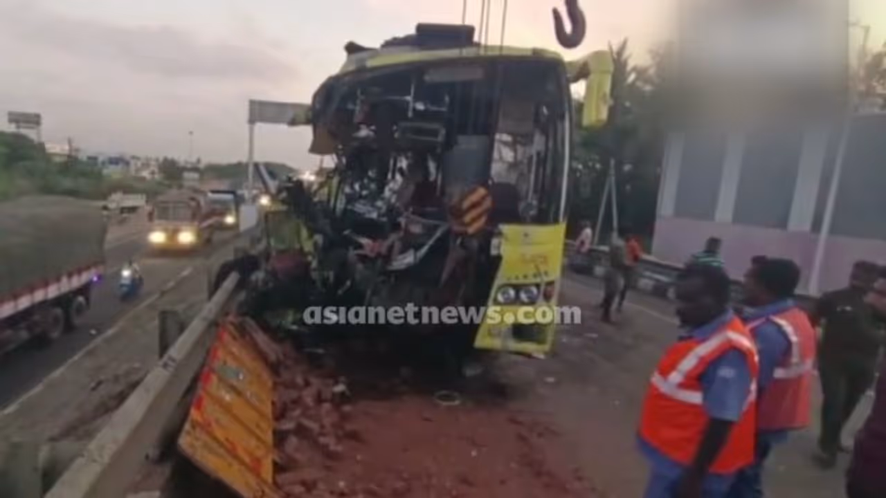 ബസും ലോറിയും കൂട്ടിയിടിച്ച് 2 മരണം, 10 പേര്‍ക്ക് പരുക്ക്; അപകടം തിരുച്ചിറപ്പള്ളിയില്‍