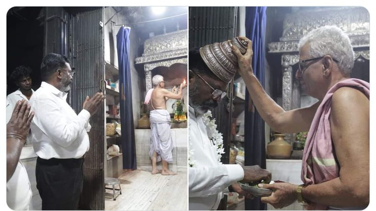 பிரச்சாரத்துக்கு மத்தியில் பெருமாள் கோயிலில் வழிபாடு நடத்திய திருமாவளவன்!