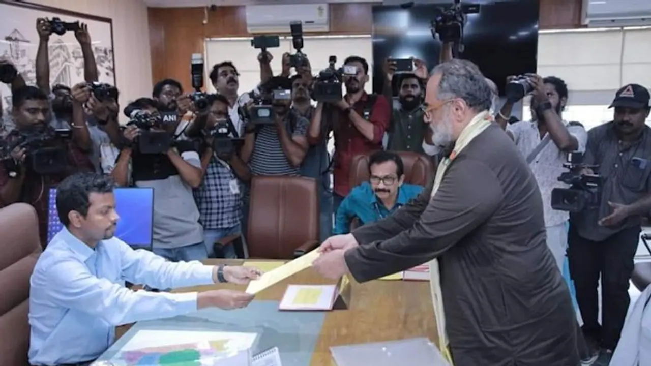 Lok Sabha Elections 2024: NDA candidate Rajeev Chandrasekhar files nomination from Thiruvananthapuram Lok Sabha Elections 2024: NDA candidate Rajeev Chandrasekhar files nomination from Thiruvananthapuram