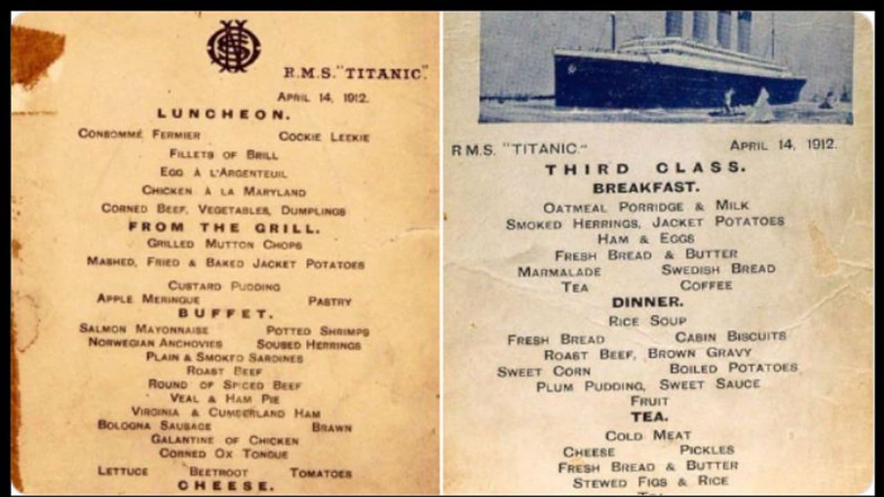 കടലാഴങ്ങളിൽ മുങ്ങുമ്പോൾ ടൈറ്റാനിക്കിലെ മൂന്നാം ക്ലാസ് മെനുവിൽ ഓട്സ് കഞ്ഞി, ഒന്നാം ക്ലാസ് വേറെ ലെവലെന്ന് 