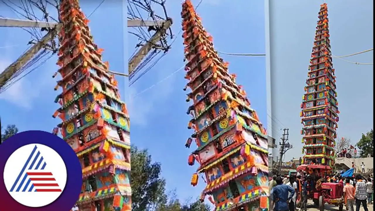 Bengaluru: Massive 120 foot chariot falls during Madduramma fair in Anekal, no casualties reported (WATCH)