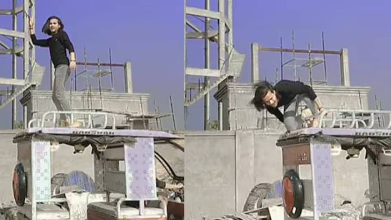 കിട്ടേണ്ടത് കിട്ടിയാലെങ്കിലും നിർത്തുമോ? എവിടെ; ഇ റിക്ഷയുടെ മുകളിൽ റീൽ, മൂക്കുംകുത്തി താഴേക്ക്, വീഡിയോ