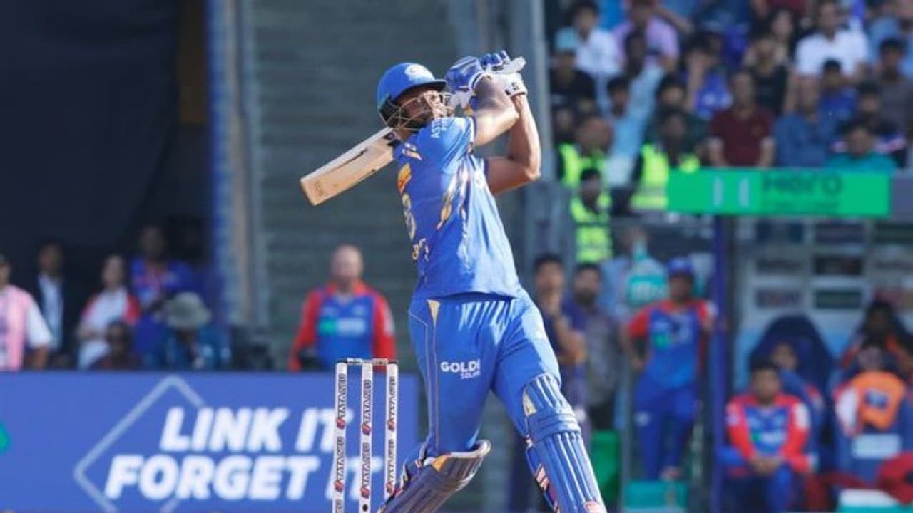 IPL 2024: Mumbai Indians' Romario Shepherd shatters records with final over assault against Delhi Capitals IPL 2024: Mumbai Indians' Romario Shepherd shatters records with final over assault against Delhi Capitals
