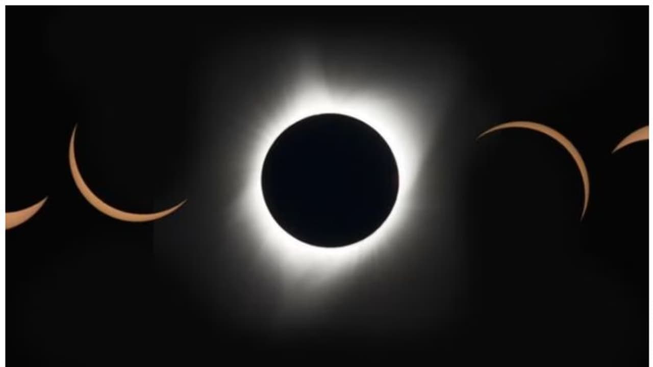 ലോകം കാത്തിരുന്ന നിമിഷങ്ങൾ! ഇരുൾ പരന്നു തുടങ്ങി, ചന്ദ്രന്റെ മറവിലേക്ക് സൂര്യൻ; സമ്പൂർണ സൂര്യ​ഗ്രഹണം ആരംഭിച്ചു