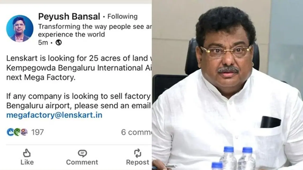 Lenskart CEO seeks 25 acres of land near Bengaluru airport, posts on LinkedIn; Minister MB Patil responds Lenskart CEO seeks 25 acres of land near Bengaluru airport, posts on LinkedIn; Minister MB Patil responds