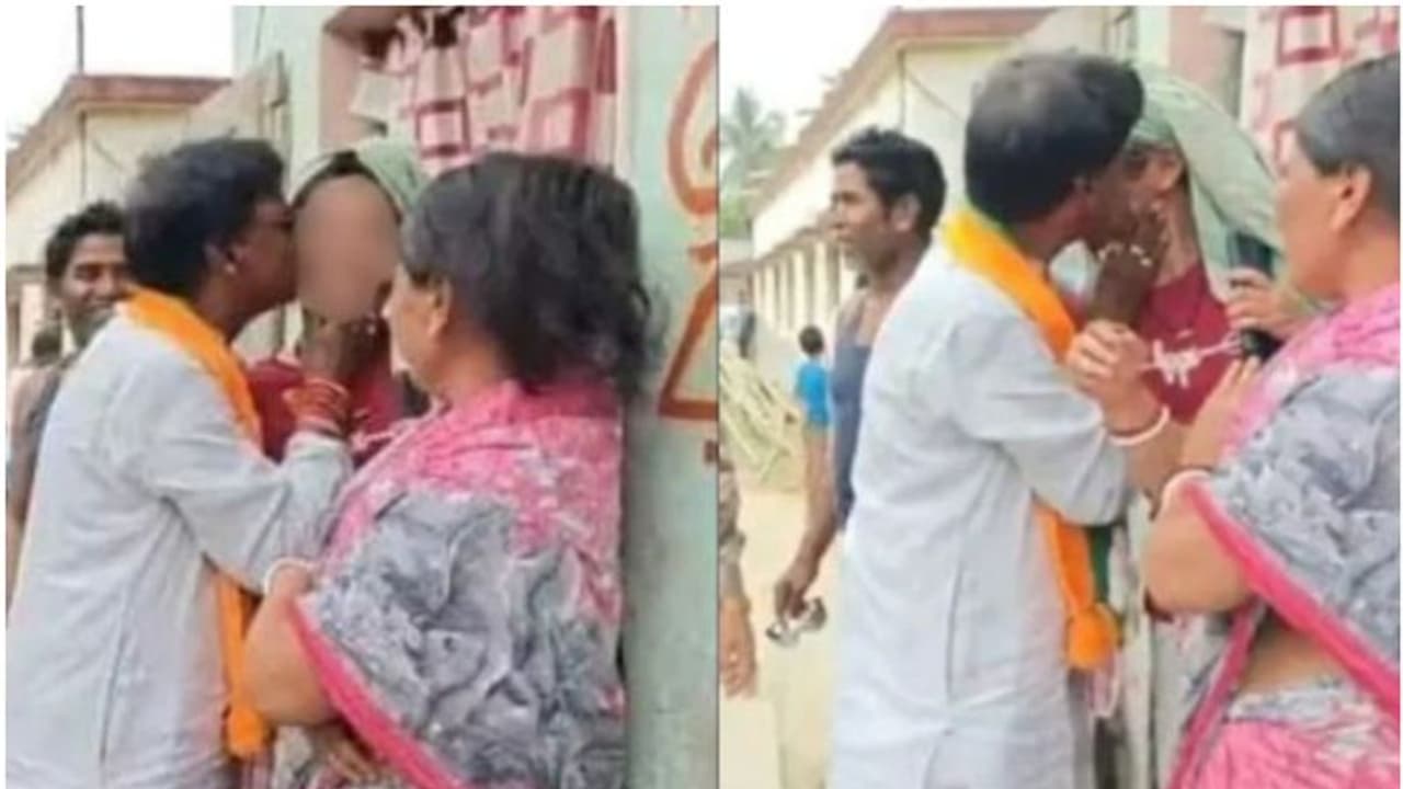 പ്രചാരണത്തിനിടെ ബിജെപി നേതാവിന്റെ ചുംബനം; പെണ്കുട്ടിയുടെ പ്രതികരണം പ്രചാരണത്തിനിടെ ബിജെപി നേതാവിന്റെ ചുംബനം; പെണ്കുട്ടിയുടെ പ്രതികരണം