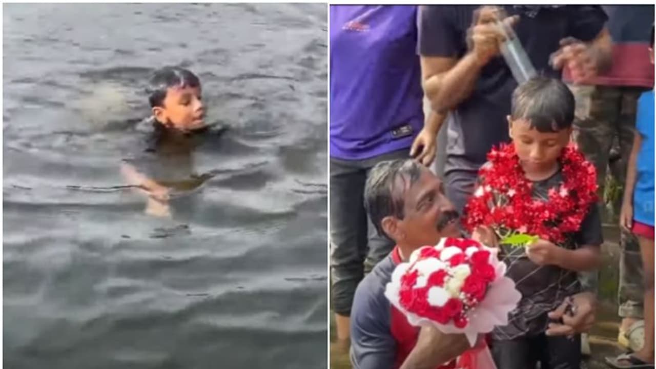 പെരിയാർ നീന്തിക്കടന്ന് അഞ്ച് വയസുകാരൻ അയാൻ; 780 മീറ്റർ ദൂരം പിന്നിട്ടത് 50 മിനിറ്റുകൊണ്ട്