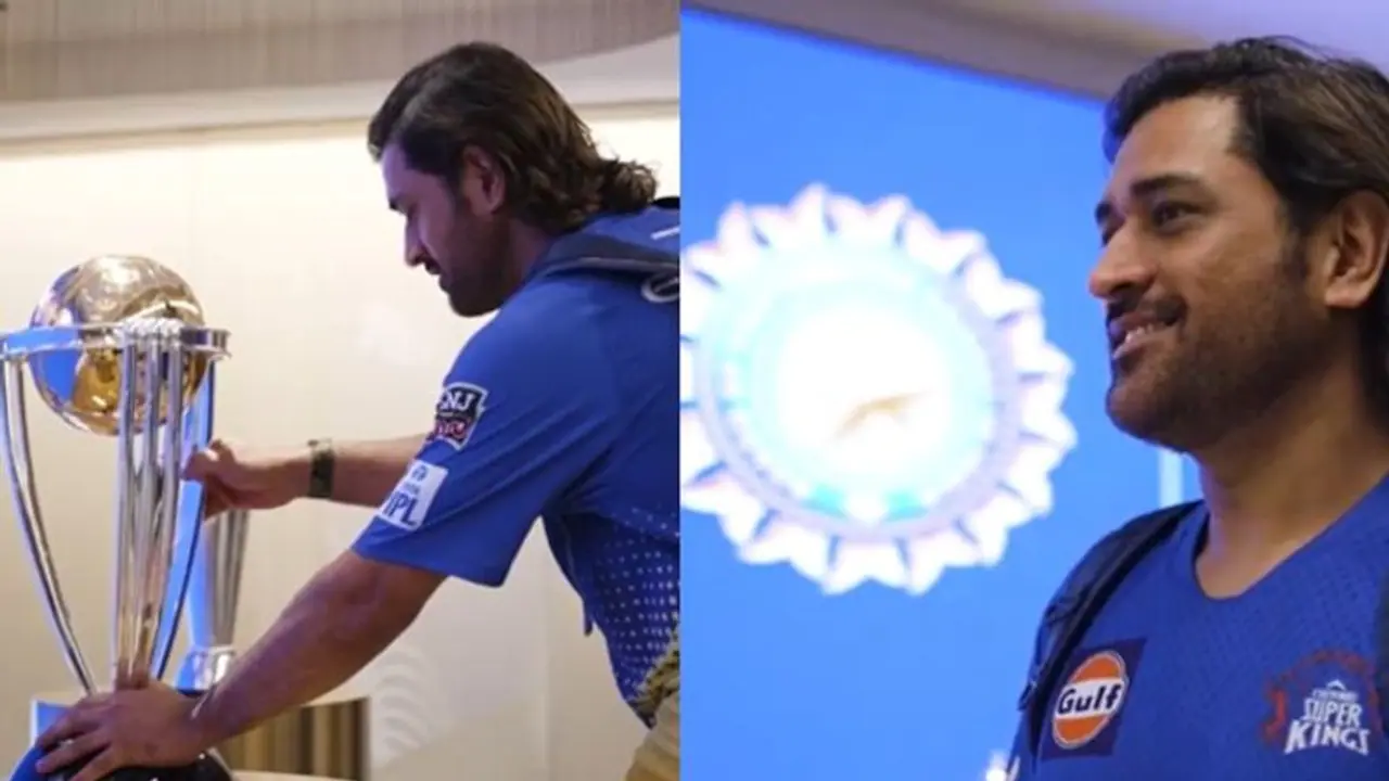 'Trip down memory lane': Dhoni admires 2011 & 2007 WC trophies, signs posters of himself at Wankhede (WATCH) 'Trip down memory lane': Dhoni admires 2011 & 2007 WC trophies, signs posters of himself at Wankhede (WATCH)