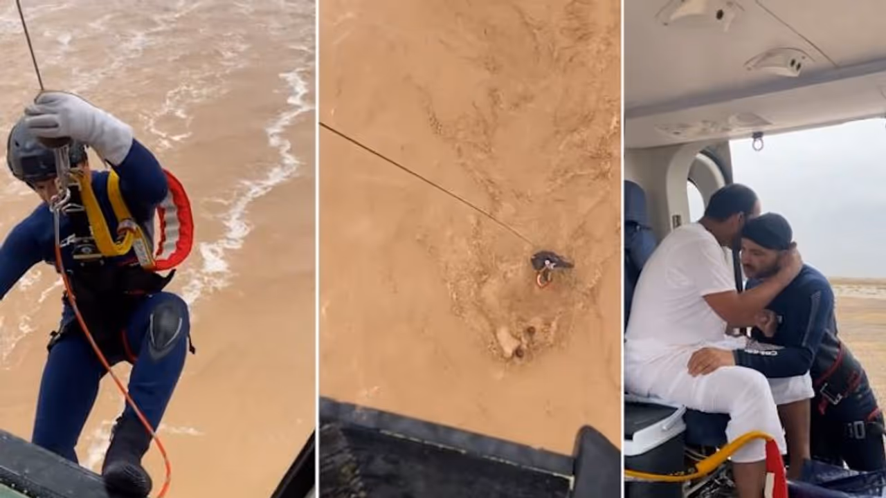 Oman floods: Dramatic footage of those stranded being airlifted surfaces; 75 rescued so far (WATCH)