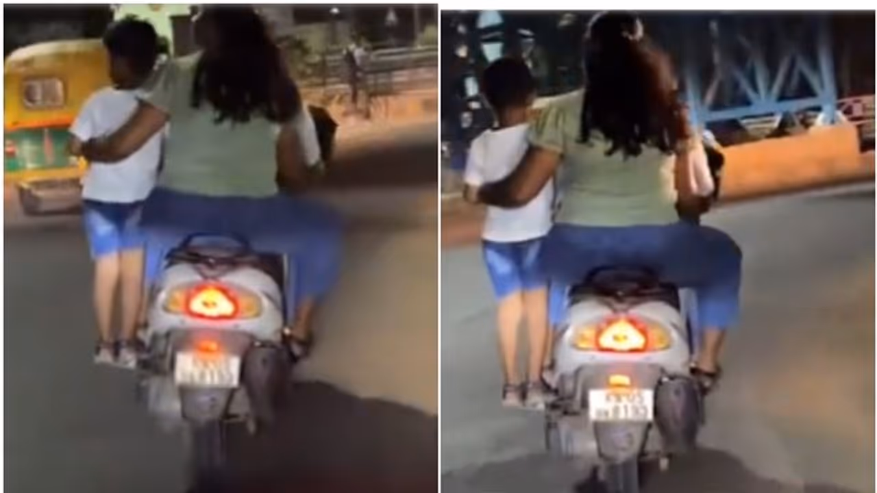 നഗരത്തിലെ തിരക്കിലൂടെ ചവിട്ടുപടിയിൽ കുഞ്ഞിനെ നിർത്തി ദമ്പതികളുടെ സ്കൂട്ടർ യാത്ര; വ്യാപക വിമർശനം, കേസ് നഗരത്തിലെ തിരക്കിലൂടെ ചവിട്ടുപടിയിൽ കുഞ്ഞിനെ നിർത്തി ദമ്പതികളുടെ സ്കൂട്ടർ യാത്ര; വ്യാപക വിമർശനം, കേസ്