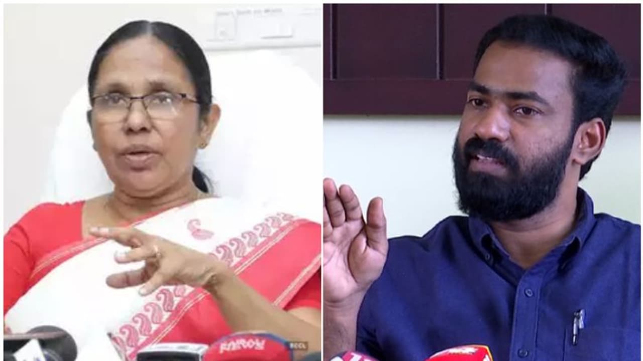 ശൈലജ ടീച്ചർക്കെതിരായ സൈബർ ആക്രമണത്തിന് പിന്നിൽ മൂന്ന് പേരെന്ന് ഡിവൈഎഫ്ഐ; ഷാഫിയും രാഹുലും സരിനുമെന്ന് സനോജ്