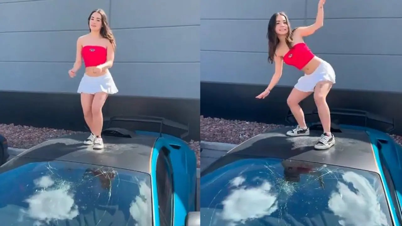 ದುಬಾರಿ ಲ್ಯಾಂಬೋರ್ಗಿನಿ ಮೇಲೆ ಹತ್ತಿ ಡ್ಯಾನ್ಸ್, ರೀಲ್ಸ್ ಹುಚ್ಚಿಗೆ ಒಡೆದೋಯ್ತು ಕಾರಿನ ಗಾಜು!