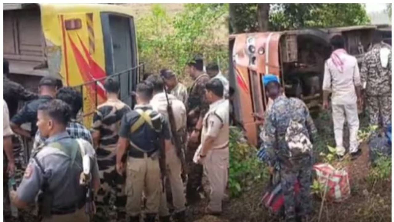 പൊലീസ് ഉദ്യോ​ഗസ്ഥർ സഞ്ചരിച്ച ബസ് അപകടത്തിൽപെട്ടു; 10 പേർക്ക് പരിക്ക്, 3 പേരുടെ നില ​ഗുരുതരം, സംഭവം ബസ്തറില്‍ 