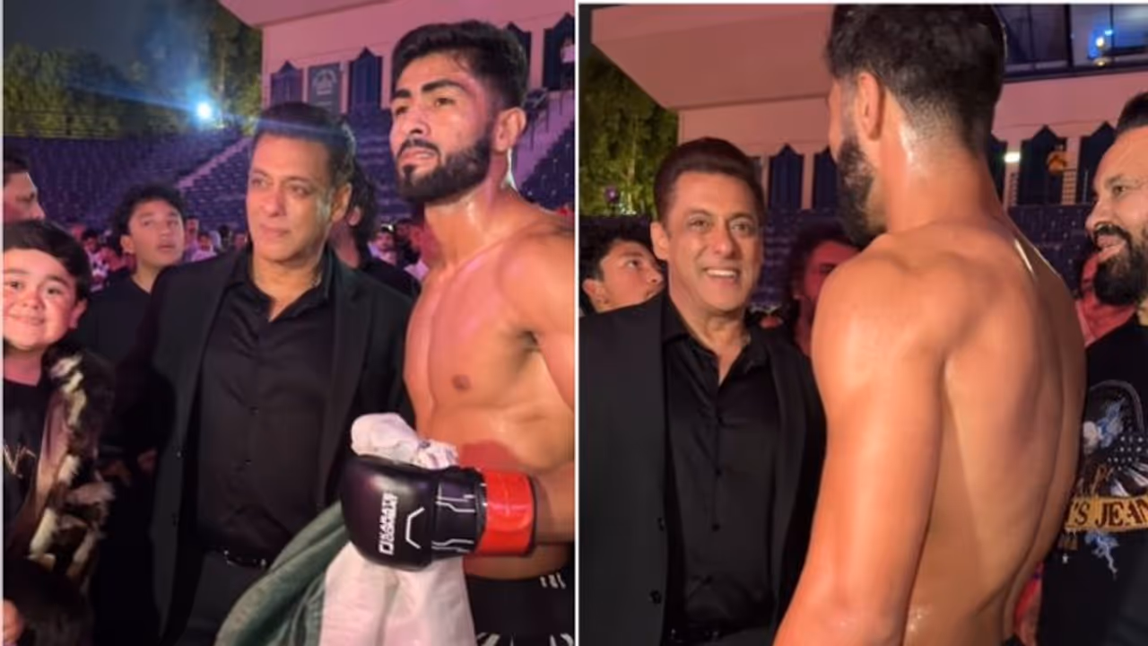WATCH: Salman Khan meets Pakistani boxer Shahzaib Rind at Dubai event with Sanjay Dutt's son Shahraan WATCH: Salman Khan meets Pakistani boxer Shahzaib Rind at Dubai event with Sanjay Dutt's son Shahraan