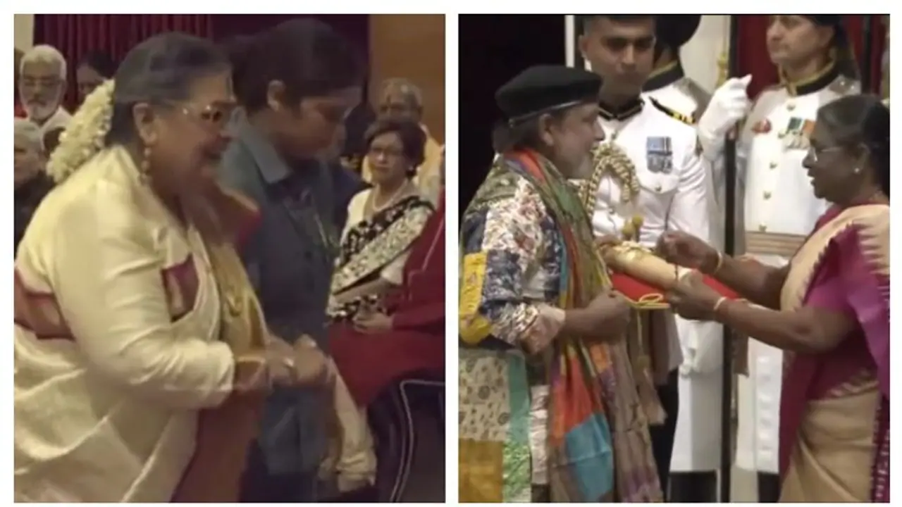Mithun Chakraborty, Usha Uthup receive Padma Bhushan from President Draupadi Murmu WATCH Mithun Chakraborty, Usha Uthup receive Padma Bhushan from President Draupadi Murmu WATCH