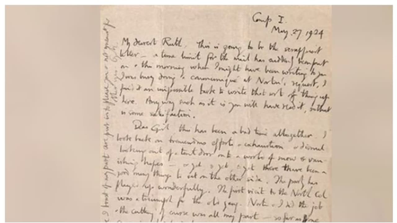 വിജയിക്കാൻ സാധ്യത കുറവ്...; 100 വർഷം മുമ്പ് എവറസ്റ്റ് കയറ്റത്തിനിടെ മരിച്ചയാളുടെ അവസാന കത്ത് വായനക്കാരിലേക്ക് 