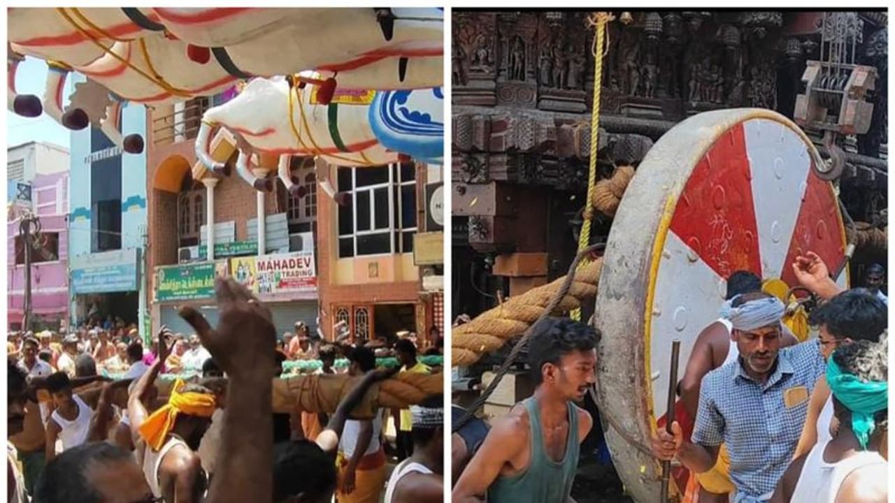 சாரங்கா கோஷம் விண்ணை பிளக்க 3 மணி நேரம் போராடி தேரை மீட்ட பக்தர்கள்; கும்பகோணத்தில் பரபரப்பு சம்பவம்