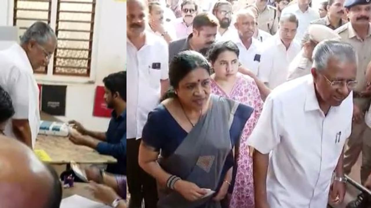 വീട്ടിൽ നിന്ന് കാൽനടയായി ബൂത്തിലേക്ക്, നീണ്ട ക്യൂവിൽ അൽപനേരം, സകുടുംബം എത്തി വോട്ട് രേഖപ്പെടുത്തി മുഖ്യമന്ത്രി വീട്ടിൽ നിന്ന് കാൽനടയായി ബൂത്തിലേക്ക്, നീണ്ട ക്യൂവിൽ അൽപനേരം, സകുടുംബം എത്തി വോട്ട് രേഖപ്പെടുത്തി മുഖ്യമന്ത്രി