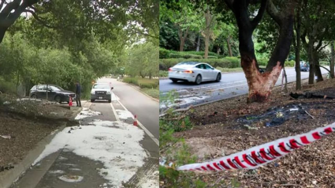 അമിതവേഗം, ഇലക്ട്രിക് കാർ മറിഞ്ഞ് തീപിടിച്ചു; നാലംഗ മലയാളി കുടുംബത്തിന് കാലിഫോർണയിൽ ദാരുണാന്ത്യം