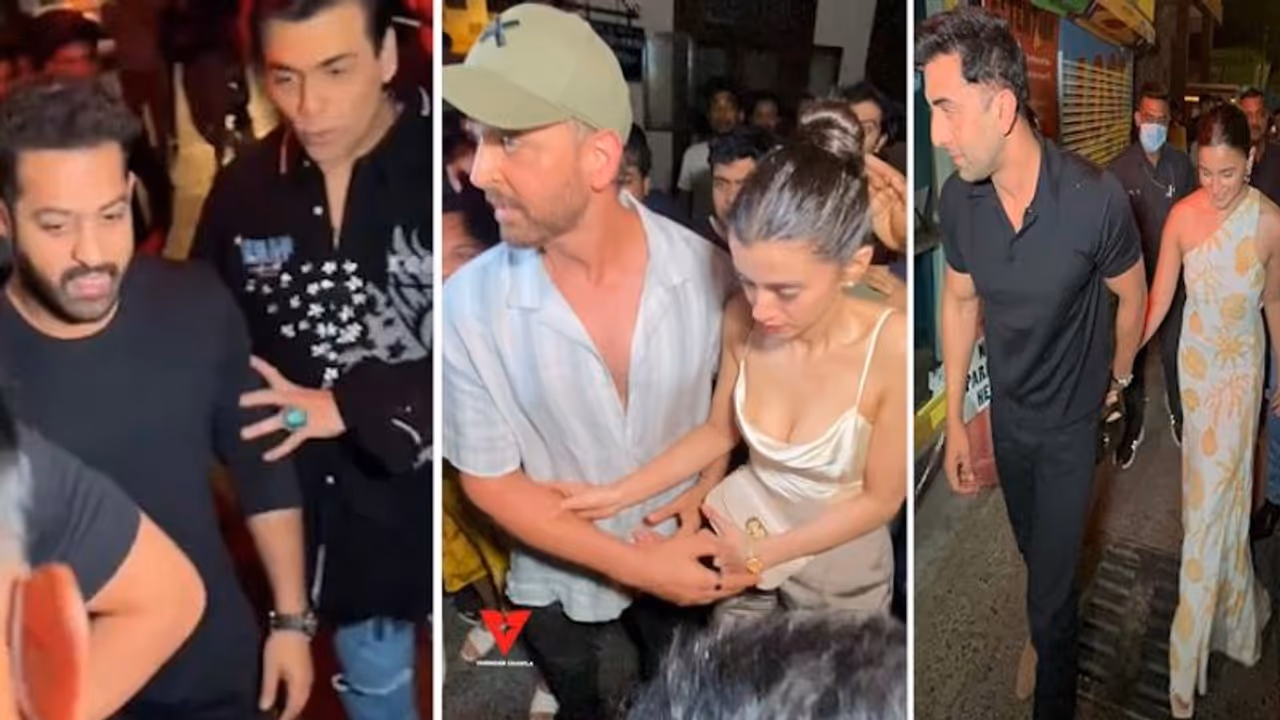 Viral videos: Jr NTR joins Karan Johar, Ranbir Kapoor, Alia Bhatt, Hrithik Roshan and Saba for dinner Viral videos: Jr NTR joins Karan Johar, Ranbir Kapoor, Alia Bhatt, Hrithik Roshan and Saba for dinner
