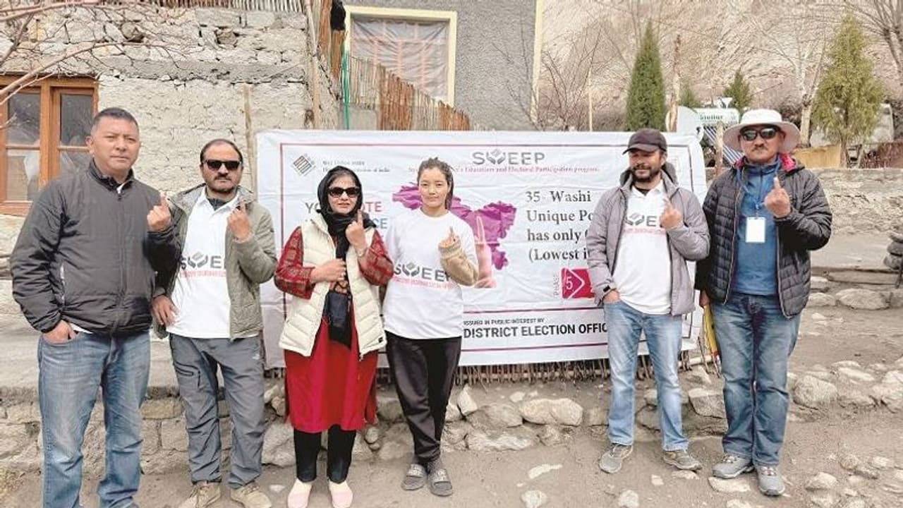 ಪ್ರತಿ ಮತವೂ ಅಮೂಲ್ಯ: ಕೇವಲ 1 ಕುಟುಂಬದ 5 ಸದಸ್ಯರಿಗಾಗಿ ಲಡಾಕ್ನಲ್ಲಿ ಮತಗಟ್ಟೆ ಸ್ಥಾಪಿಸಿದ ಚು.ಆಯೋಗ ಪ್ರತಿ ಮತವೂ ಅಮೂಲ್ಯ: ಕೇವಲ 1 ಕುಟುಂಬದ 5 ಸದಸ್ಯರಿಗಾಗಿ ಲಡಾಕ್ನಲ್ಲಿ ಮತಗಟ್ಟೆ ಸ್ಥಾಪಿಸಿದ ಚು.ಆಯೋಗ