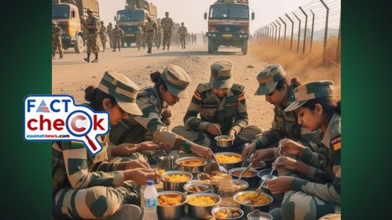 '48 ഡിഗ്രി ചൂടില് റോഡിലിരുന്ന് ഭക്ഷണം കഴിക്കുന്ന വനിതാ സൈനികര്'; നടക്കുന്നത് വ്യാജ പ്രചാരണം Fact Check '48 ഡിഗ്രി ചൂടില് റോഡിലിരുന്ന് ഭക്ഷണം കഴിക്കുന്ന വനിതാ സൈനികര്'; നടക്കുന്നത് വ്യാജ പ്രചാരണം Fact Check