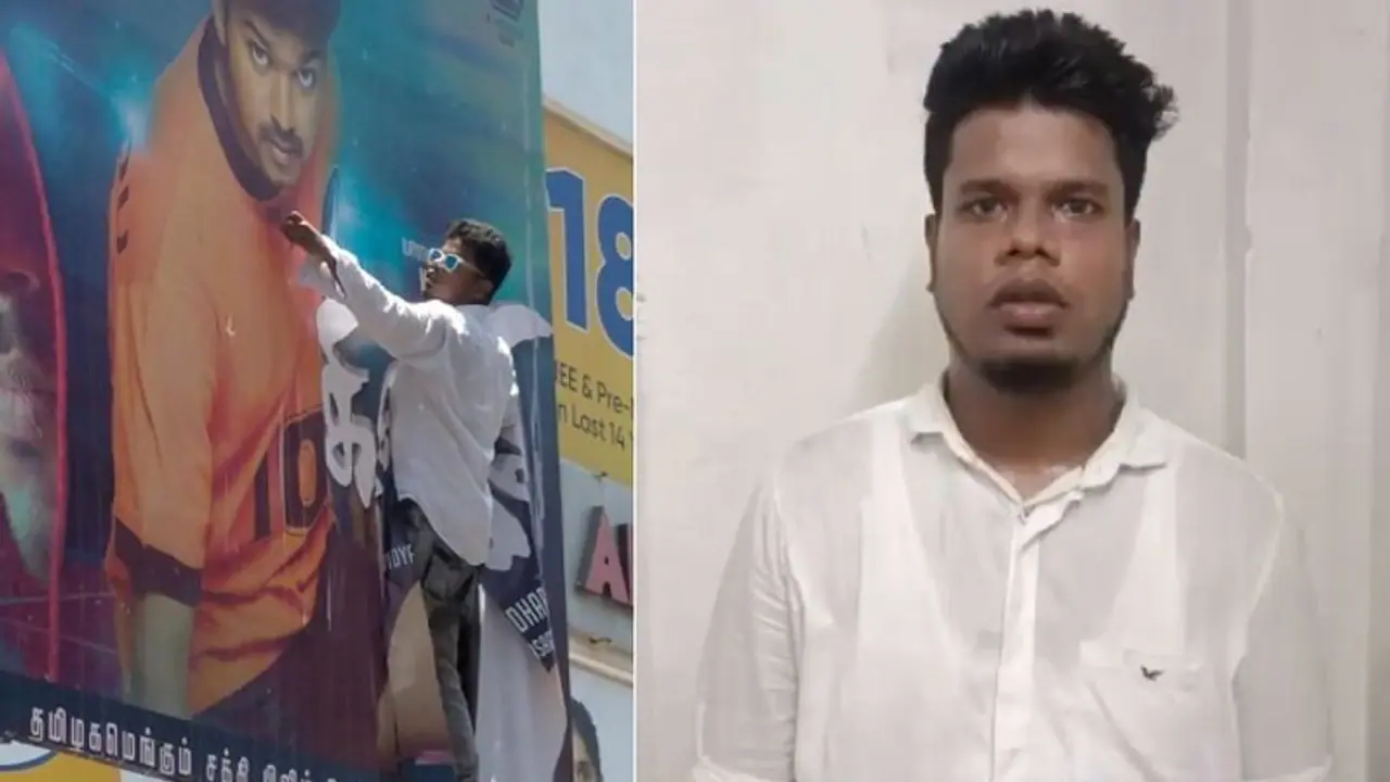 விஜய் பேனரை டார் டாராக கிழித்ததற்கு போலீஸிடம் செம்ம டோஸ் வாங்கிய அஜித் ரசிகர் மன்னிப்பு கேட்கும் வீடியோ இதோ