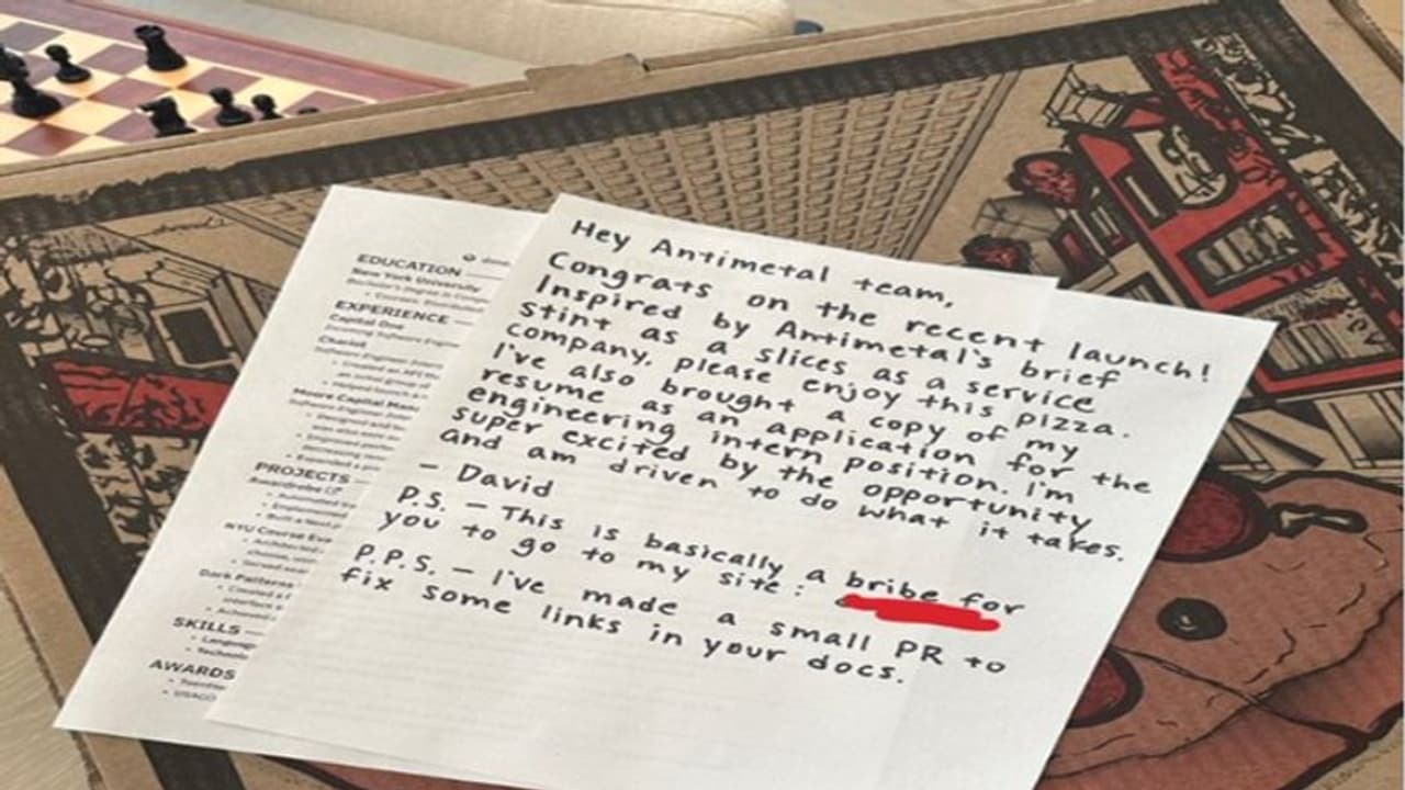 Funny! Man delivers pizza to CEO along with his resume, CEO says '100% getting an interview' Funny! Man delivers pizza to CEO along with his resume, CEO says '100% getting an interview'