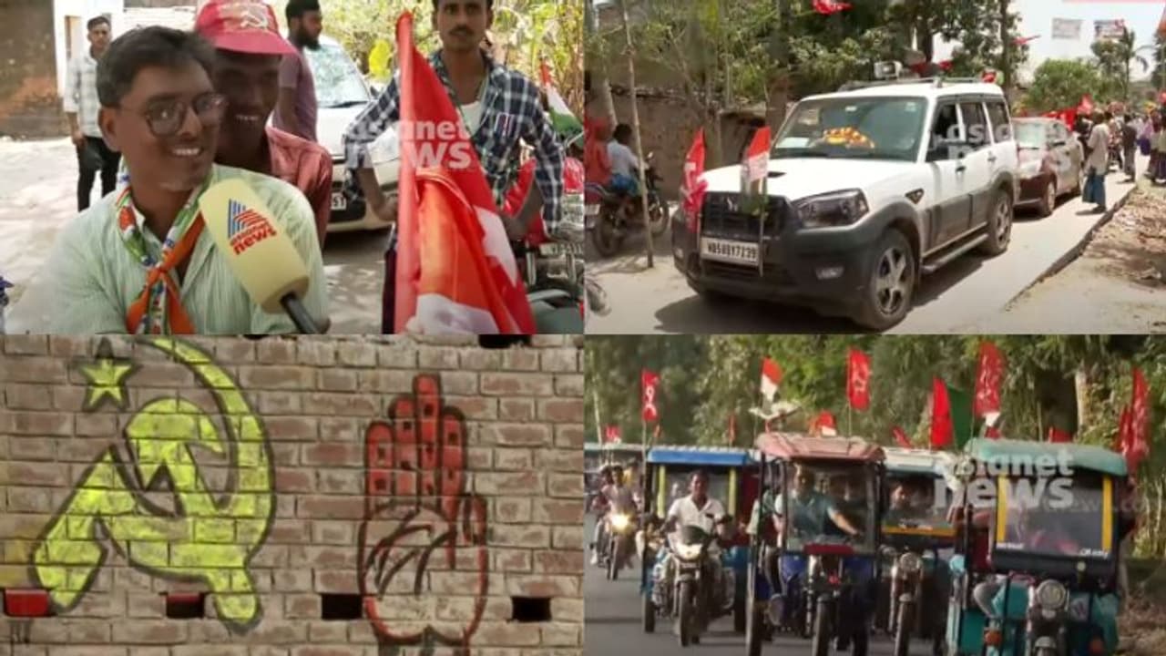 സിപിഎം സ്ഥാനാർത്ഥിയുടെ വാഹനത്തിൽ കോണ്ഗ്രസ് പതാക, കോണ്ഗ്രസ് ഫ്ലക്സിൽ സിപിഎം സെക്രട്ടറി; അവിടങ്ങനാണ് ഭായ്! സിപിഎം സ്ഥാനാർത്ഥിയുടെ വാഹനത്തിൽ കോണ്ഗ്രസ് പതാക, കോണ്ഗ്രസ് ഫ്ലക്സിൽ സിപിഎം സെക്രട്ടറി; അവിടങ്ങനാണ് ഭായ്!
