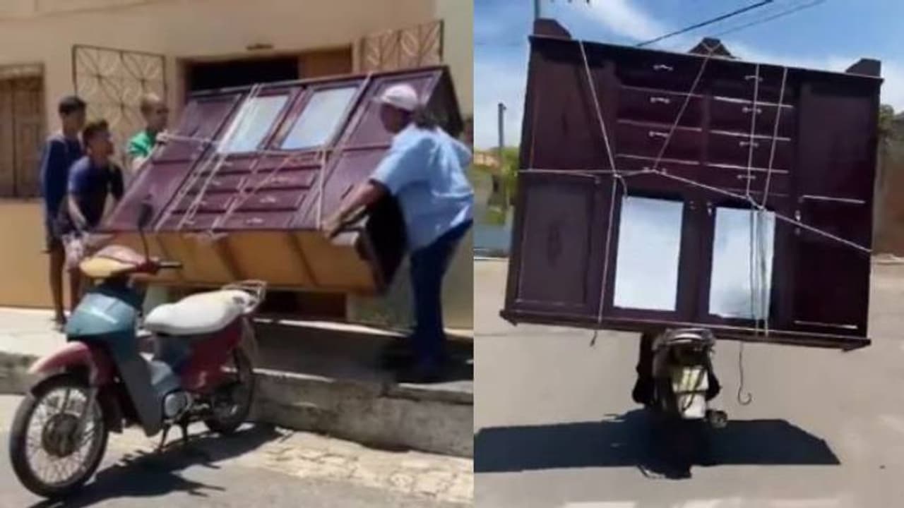 എന്തെല്ലാം തരം മനുഷ്യരാണപ്പാ; കൂറ്റൻ അലമാര സ്കൂട്ടറിൽ വച്ച് സിംപിളായി പോകുന്ന മനുഷ്യൻ, അതിശയിച്ച് നെറ്റിസൺസ്