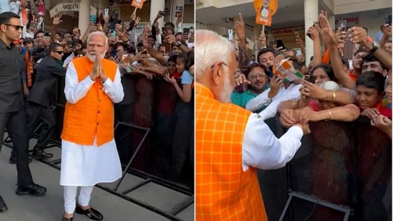 Lok Sabha Elections 2024: Elderly woman ties rakhi to PM Modi as he greets people after casting vote (WATCH) Lok Sabha Elections 2024: Elderly woman ties rakhi to PM Modi as he greets people after casting vote (WATCH)