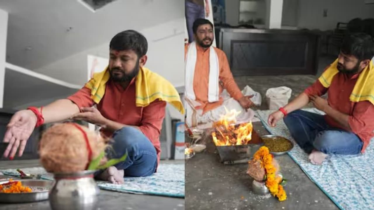 വീട്ടിൽ പൂജ, ബുൾഡോസറിന്റെ അകമ്പടി; കനയ്യകുമാർ പത്രിക സമർപ്പിച്ചു