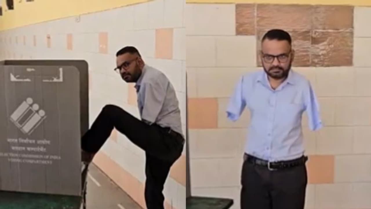 Gujarat man, who lost his hand 20 years ago, casts vote with his toe [WATCH]