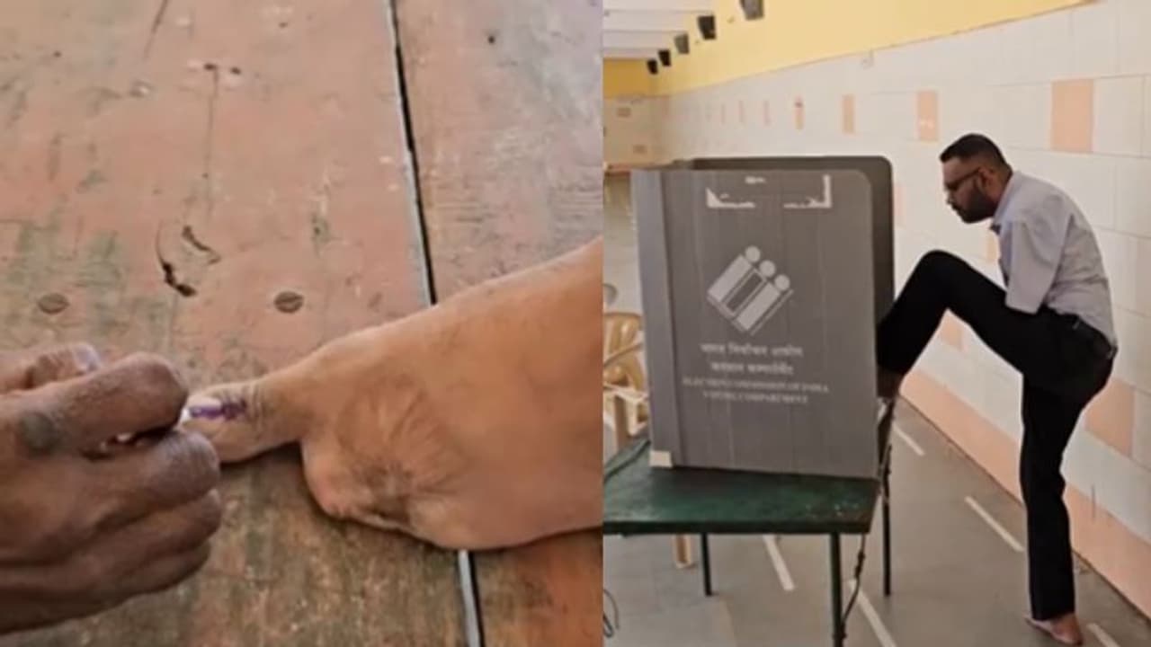 ഷോക്കേറ്റ് ഇരുകൈകളും നഷ്ടമായി, അവശേഷിക്കുന്ന ഒറ്റ കാല്വിരല് കൊണ്ട് വോട്ട് ചെയ്ത് സമ്മതിദായന് ഷോക്കേറ്റ് ഇരുകൈകളും നഷ്ടമായി, അവശേഷിക്കുന്ന ഒറ്റ കാല്വിരല് കൊണ്ട് വോട്ട് ചെയ്ത് സമ്മതിദായന്