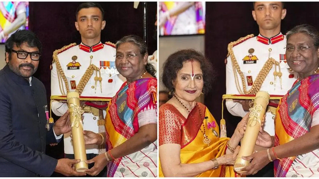 Padma Awards 2024: ಚಿರಂಜೀವಿ, ವೈಜಯಂತಿಮಾಲಾ ಸೇರಿ ಐವರು ಕನ್ನಡಿಗರಿಗೆ ರಾಷ್ಟ್ರಪತಿಯಿಂದ ಪದ್ಮ ಪ್ರಶಸ್ತಿ ಪ್ರದಾನ Padma Awards 2024: ಚಿರಂಜೀವಿ, ವೈಜಯಂತಿಮಾಲಾ ಸೇರಿ ಐವರು ಕನ್ನಡಿಗರಿಗೆ ರಾಷ್ಟ್ರಪತಿಯಿಂದ ಪದ್ಮ ಪ್ರಶಸ್ತಿ ಪ್ರದಾನ