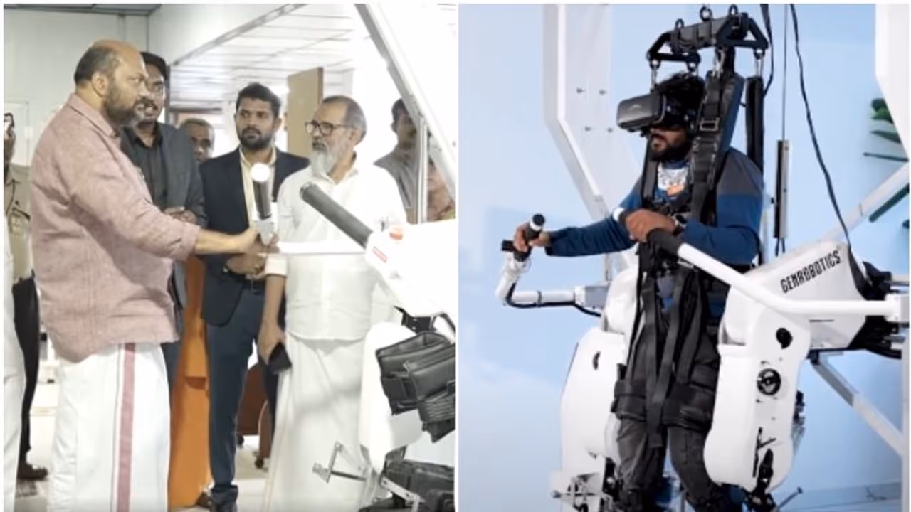 'ചലനശേഷി നഷ്ടമായവരെ വീണ്ടും നടത്താന്‍ പഠിപ്പിക്കും'; ജി ഗെയിറ്റര്‍ റോബോട്ട് ഉദ്ഘാടനം ചെയ്ത രാജീവ്