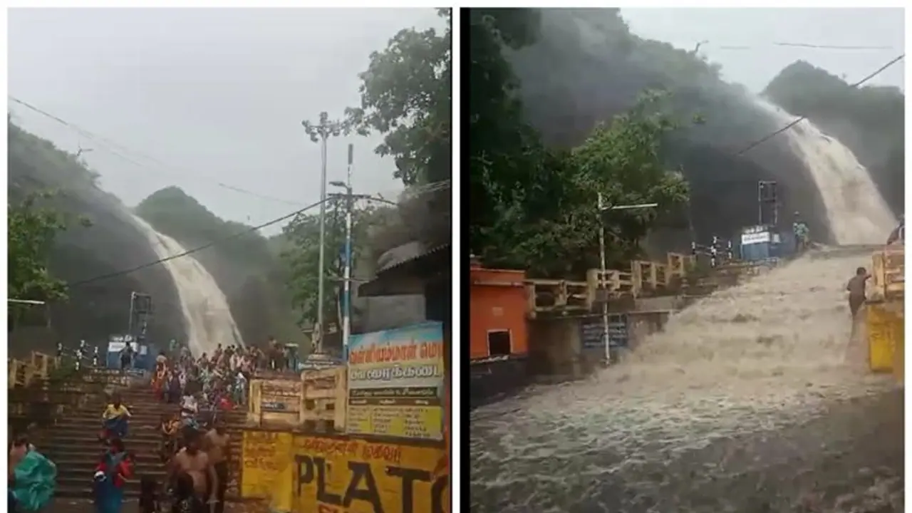 குற்றாலத்தில் திடீர் காட்டாற்று வெள்ளம்; சிறுவன் அடித்து செல்லப்பட்டதால் அலறியடித்து ஓடிய சுற்றுலா பயணிகள்