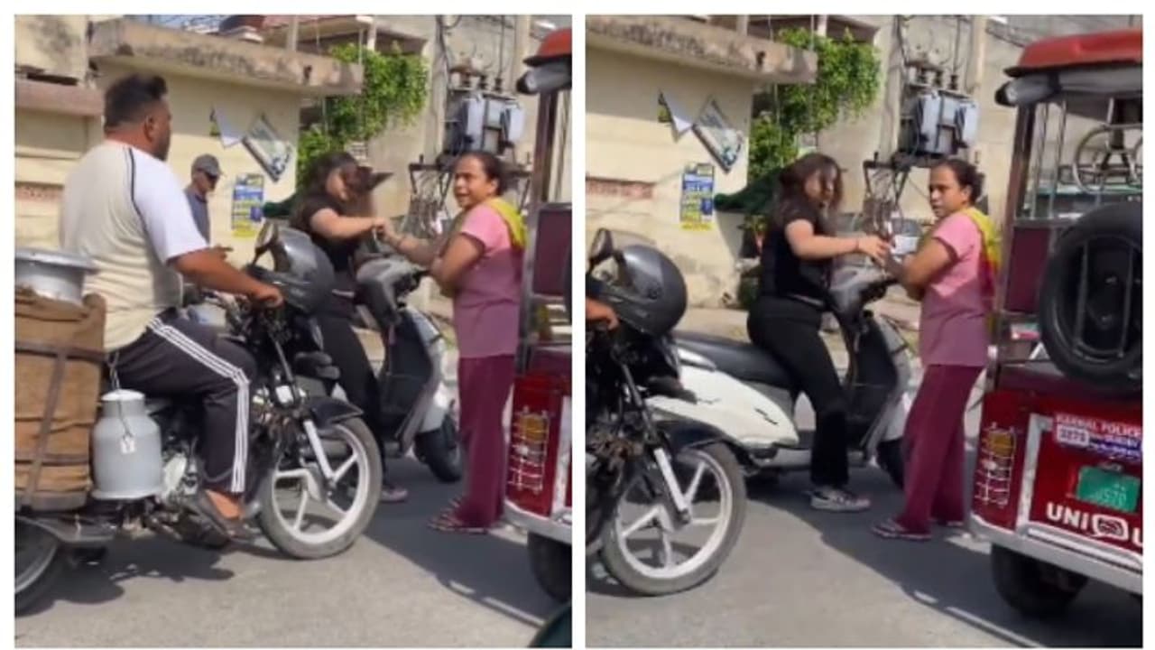 രഹസ്യമായി കാമുകനെ കാണാൻ പോകുന്നതിനിടെ, നടുറോട്ടിൽ യുവതിയുടെ വഴി തടഞ്ഞ് കാമുകന്‍റെ അമ്മ; വീഡിയോ വൈറല്‍ 